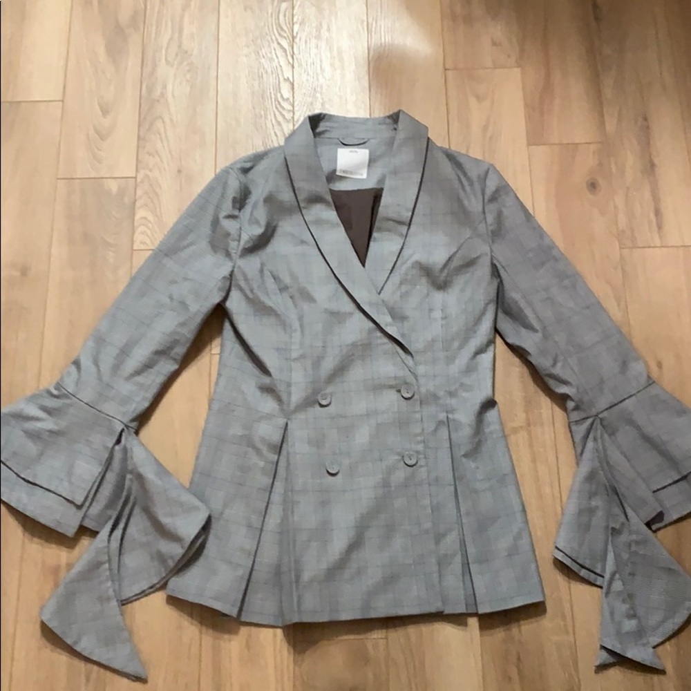 Coolest plaid blazer with flared sleeves